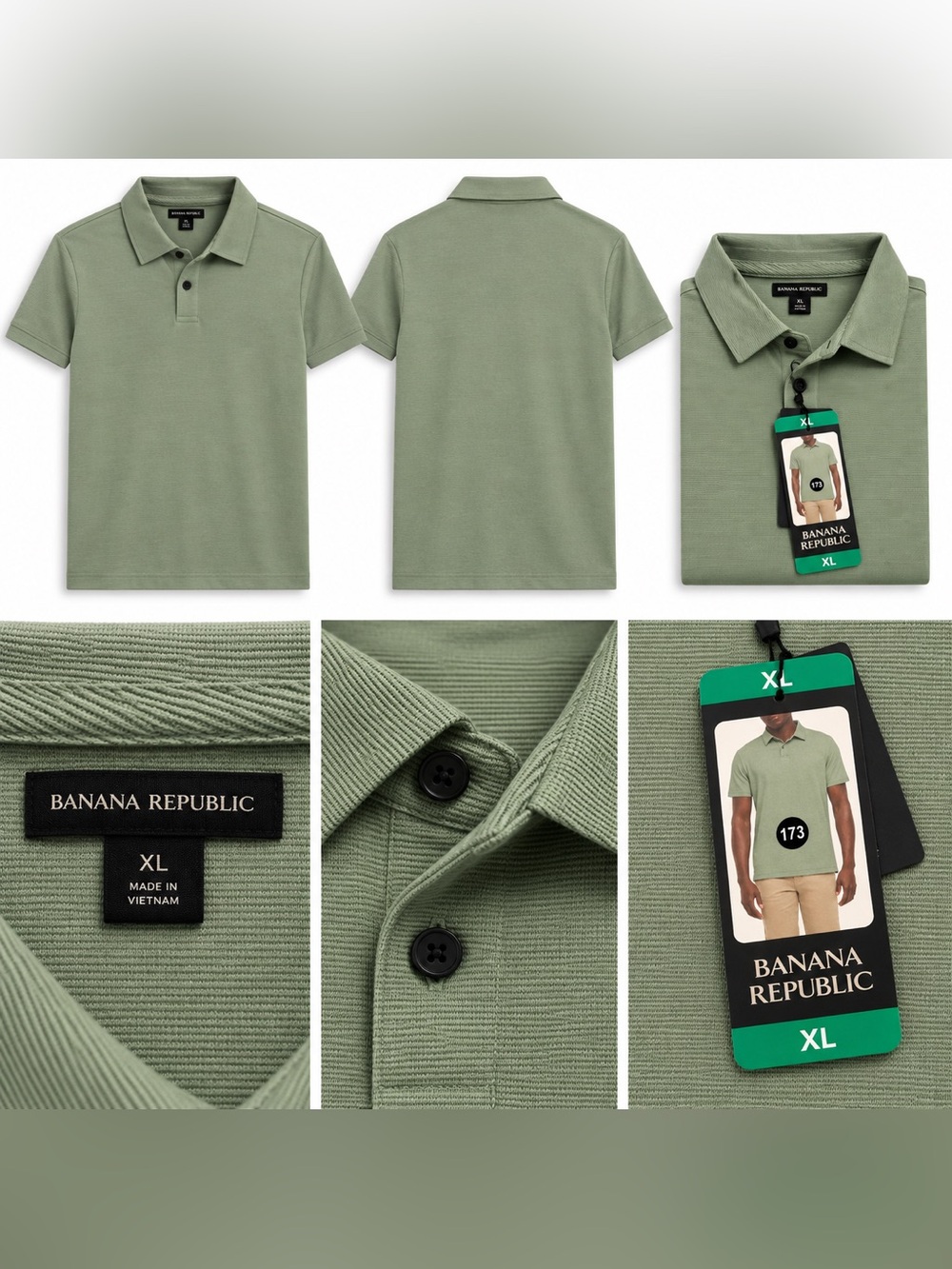 Banana Republic Men’s Sage Green Pique Polo XL
